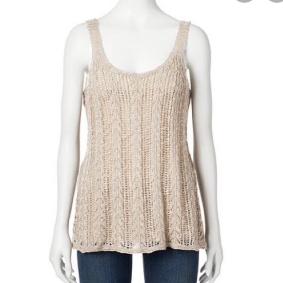 PINK REPUBLIC Ivory Knit Crochet Sweater Tank Top XS - Picture 1 of 10